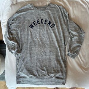 Heather Gray Gap “Weekend” Sweatshirt Dress Loungewear sz M